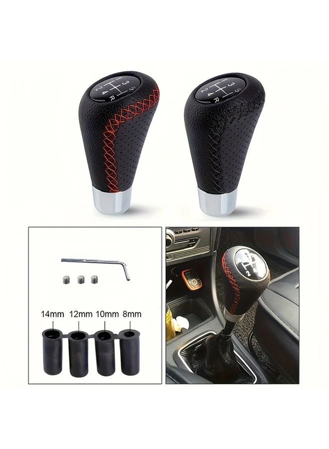 Universal 5 Speed Manual Gear Shift Knob Black Red Line Fabric Material Car Interior Accessory - Image 5